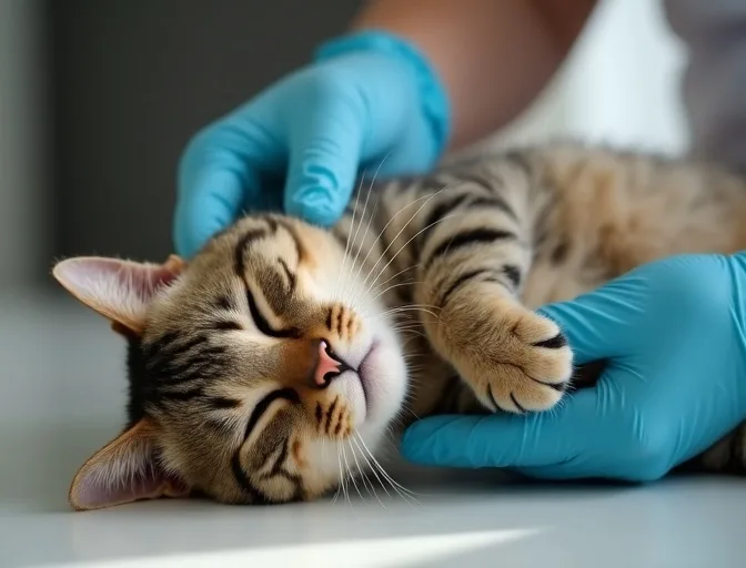Specialist carefully handling a deceased cat with dignity in Darley