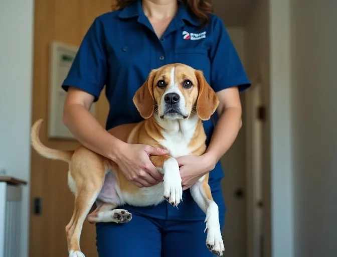 Technician respectfully transporting a deceased dog in Darley